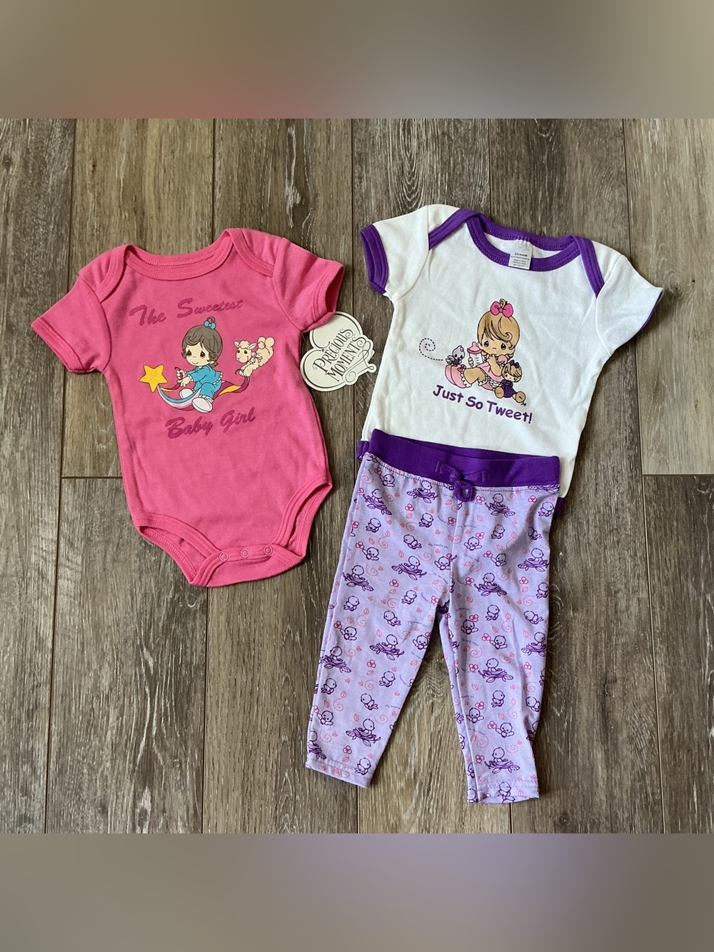 Precious Moments NWT Pink Baby Girl Onesie & matching pj set Precious Moments